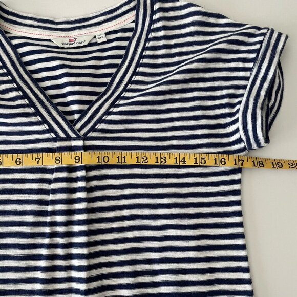 Vineyard Vines Nautical T-Shirt Dress White Navy Blue Stripe Size XXS Preppy - Picture 4 of 9
